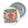 Teacher with the Biggest Heart Pin, Teacher Appreciation Gift, 3 Inch Award Button