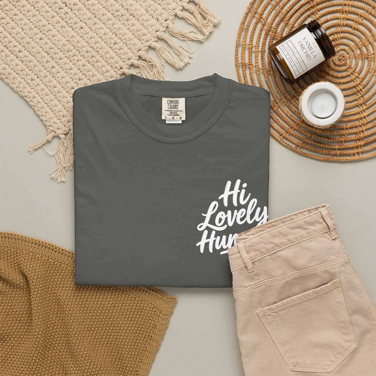 Hi Lovely Human — Inspirational Garment-Dyed Adult T-Shirt