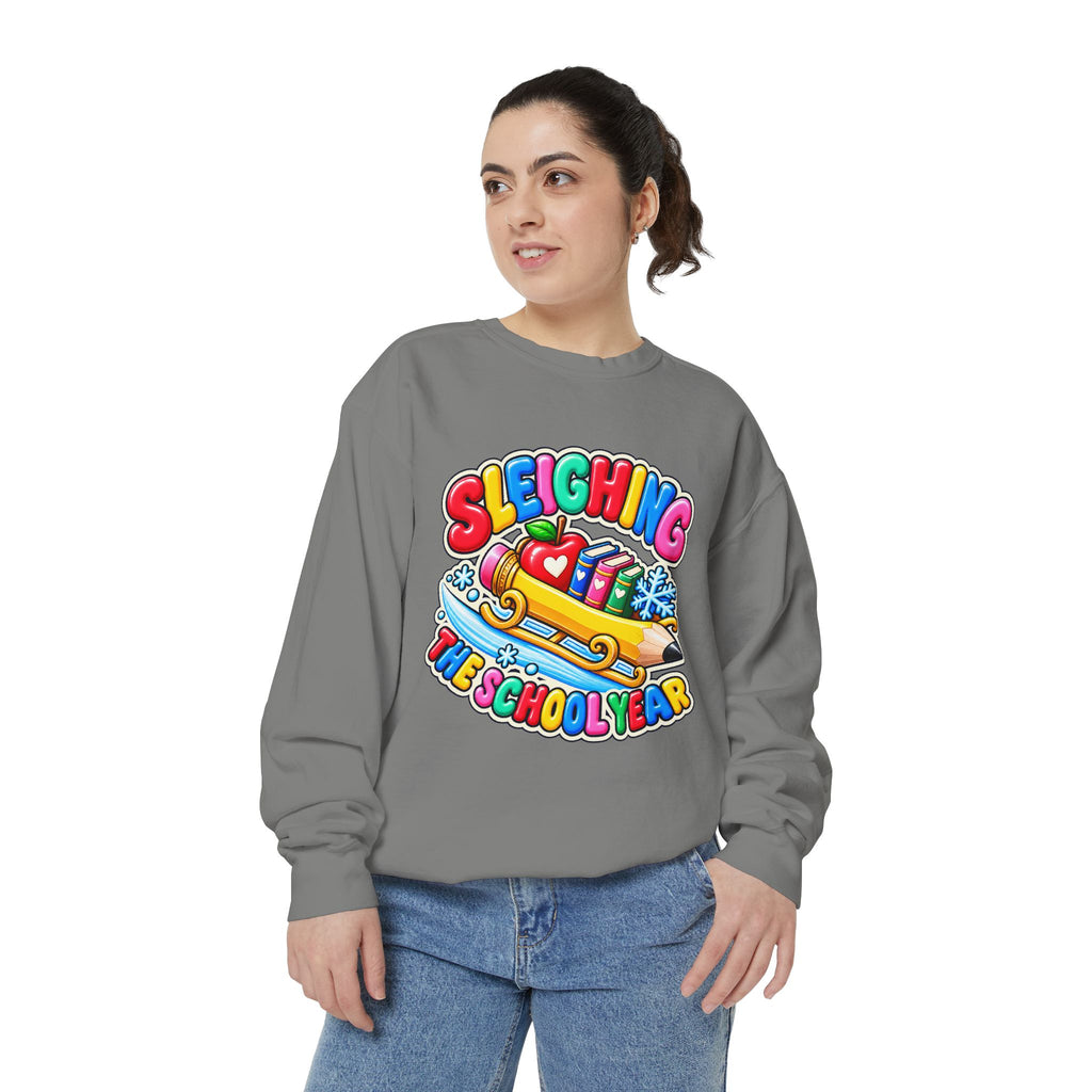 Sleighing the School Year Christmas Sweatshirt 📚🍎❄️
