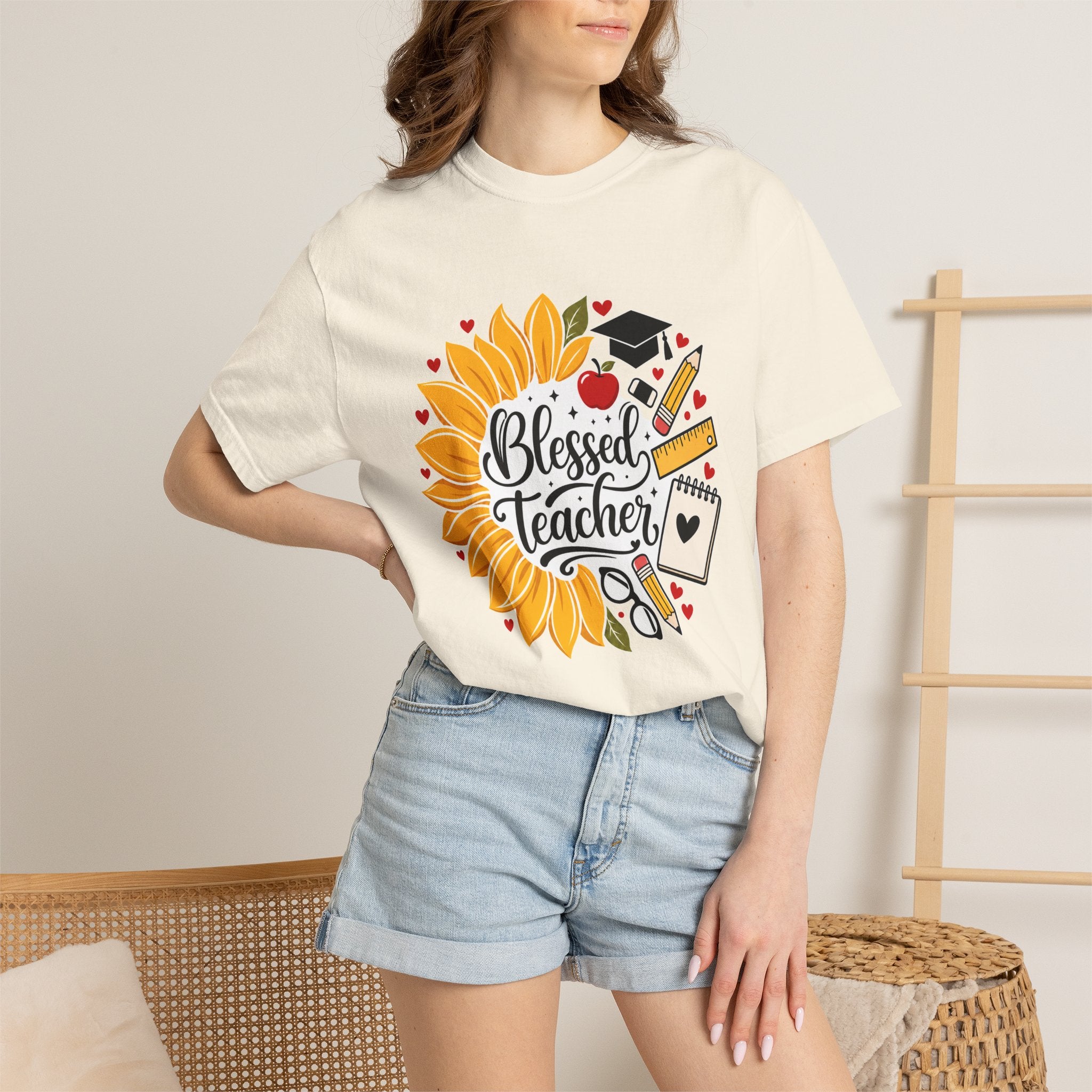 Blessed Teacher Heavyweight Tee 🌻📚✏️