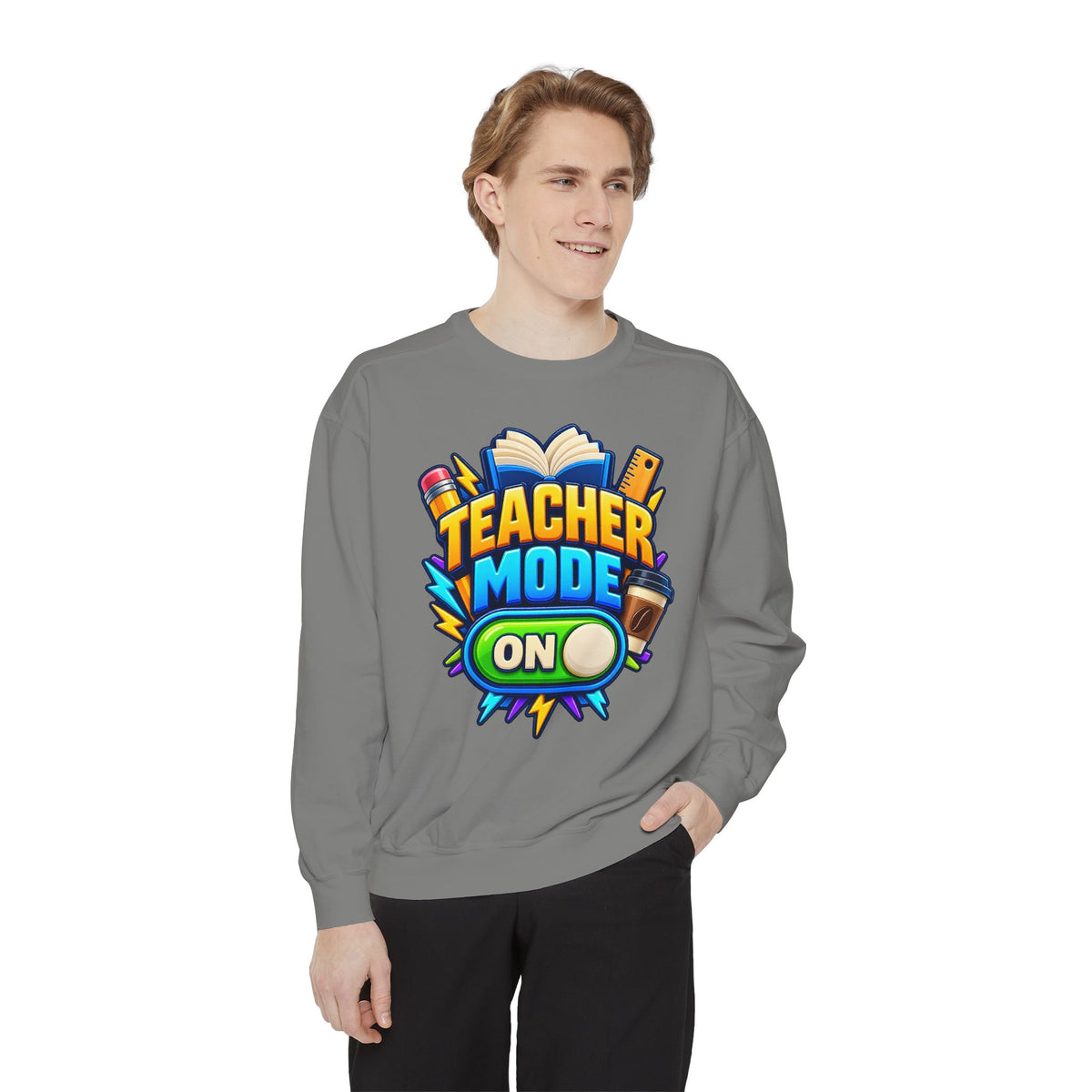 Teacher Mode On Sweatshirt 📚☕ | Funny Teacher Crewneck