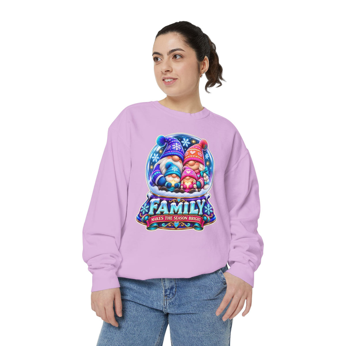 Family Gnome Christmas Sweatshirt "Family Makes the Season Bright"