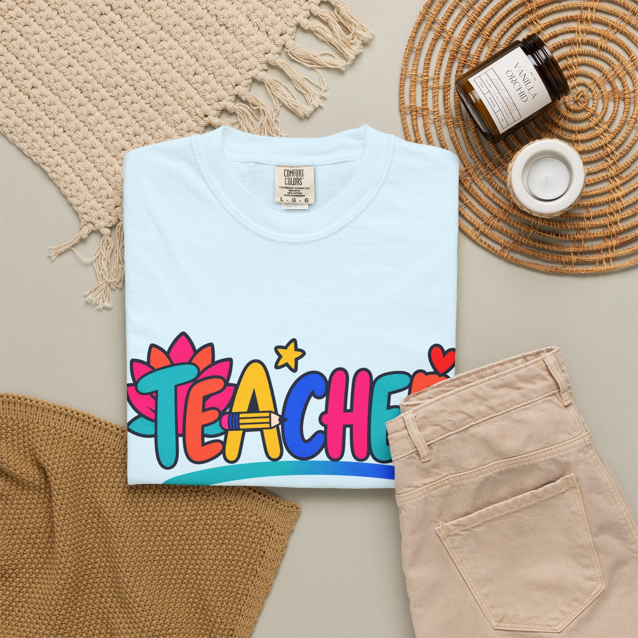 Colorful Teacher Comfort Colors® Heavyweight Tee 🍎✏️
