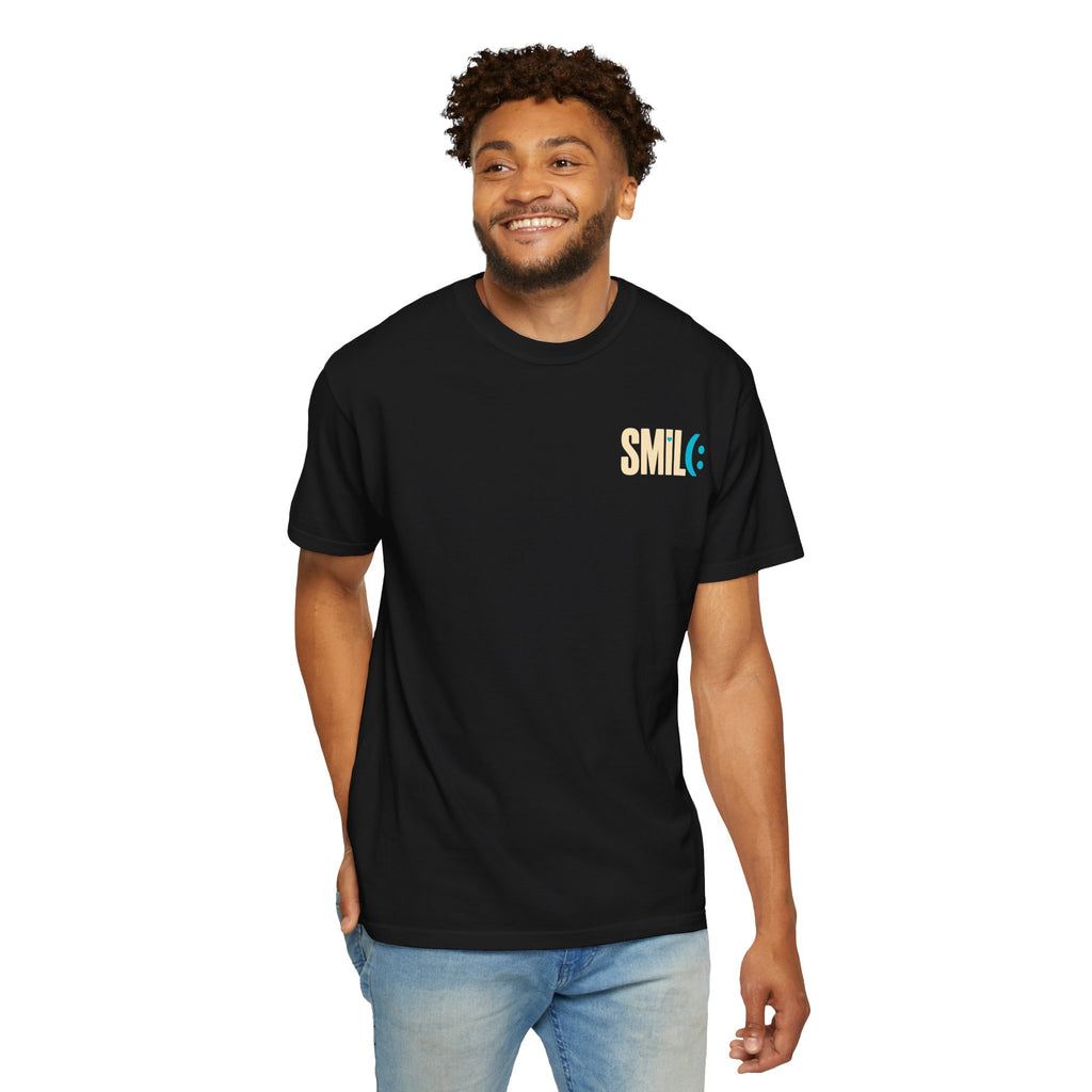 SMIL(: IT’S FREE. Charcoal & Plum Front-and-Back Tee