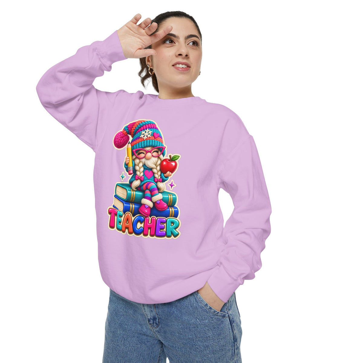 Teacher Gnome Book Lover Holiday Sweatshirt