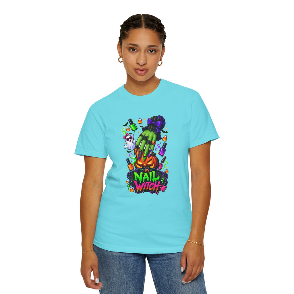 Nail Witch Halloween Tee – Adult Unisex Nail Tech & Beauty Salon Shirt