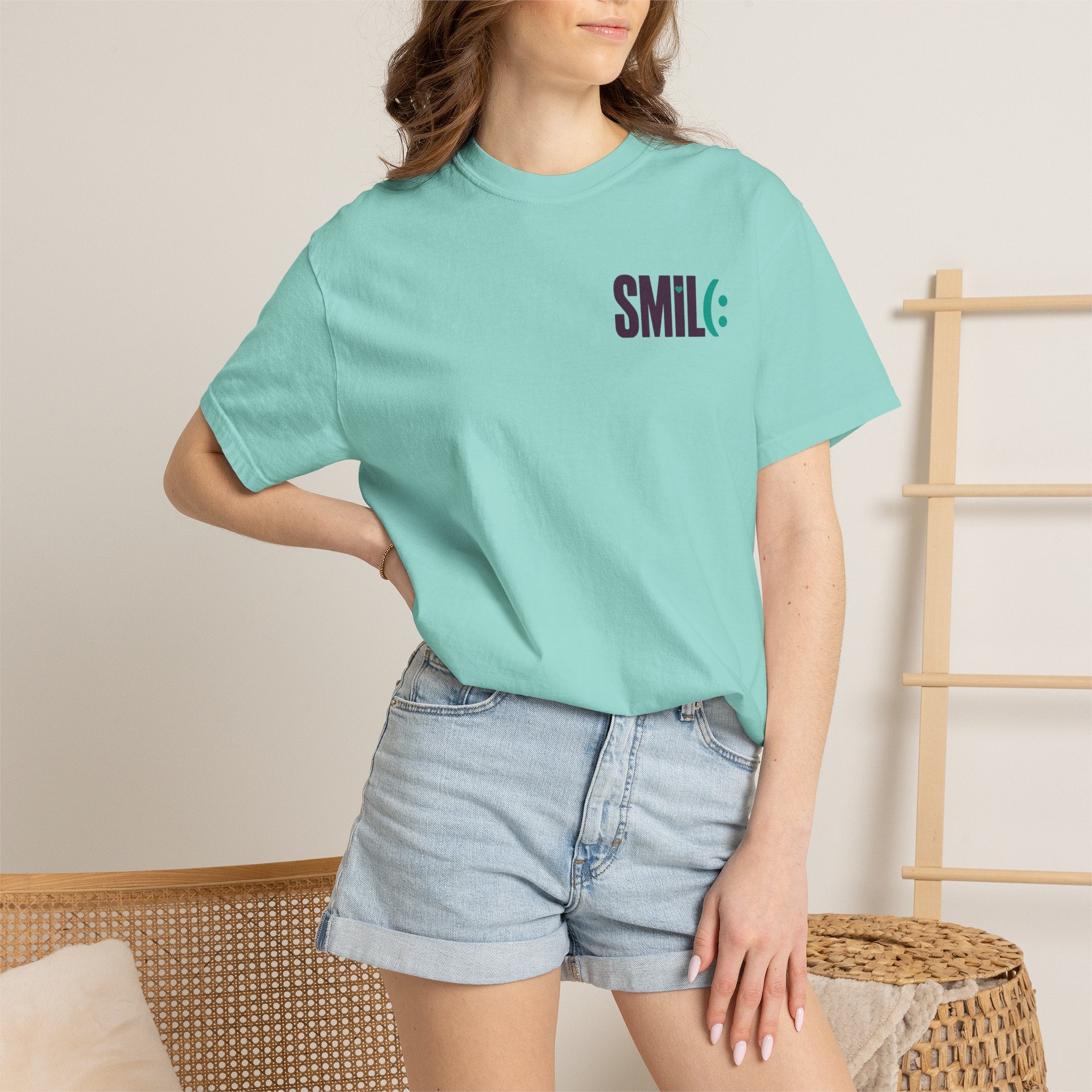 SMIL(: IT’S FREE. Front & Back Garment-Dyed Graphic Tee