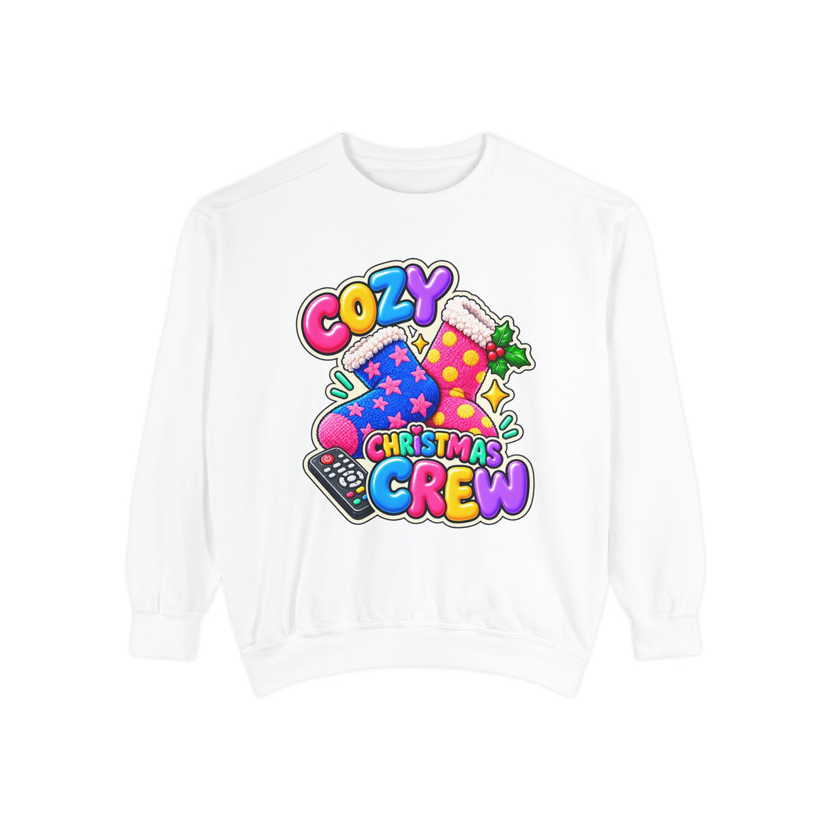 Cozy Christmas Crew Crewneck Sweatshirt 🧦🎄📺