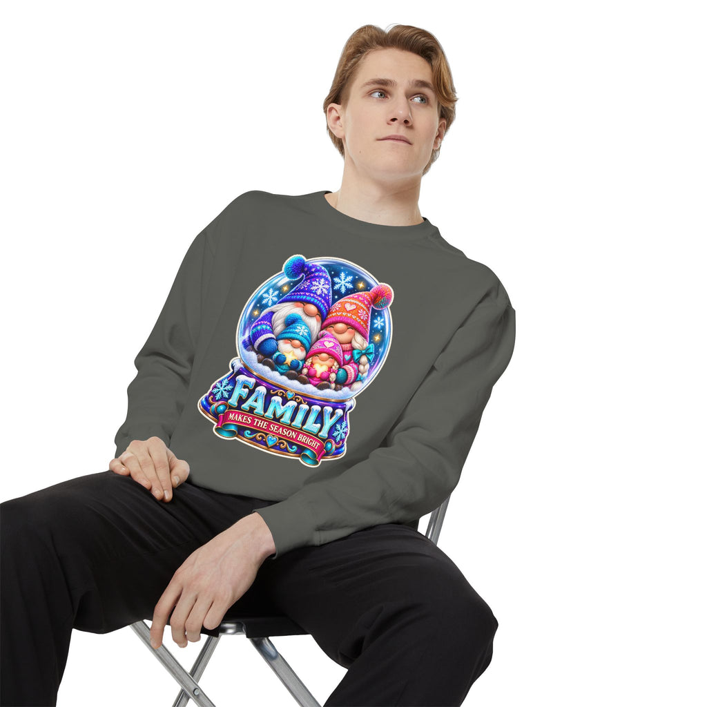Family Gnome Christmas Sweatshirt "Family Makes the Season Bright"