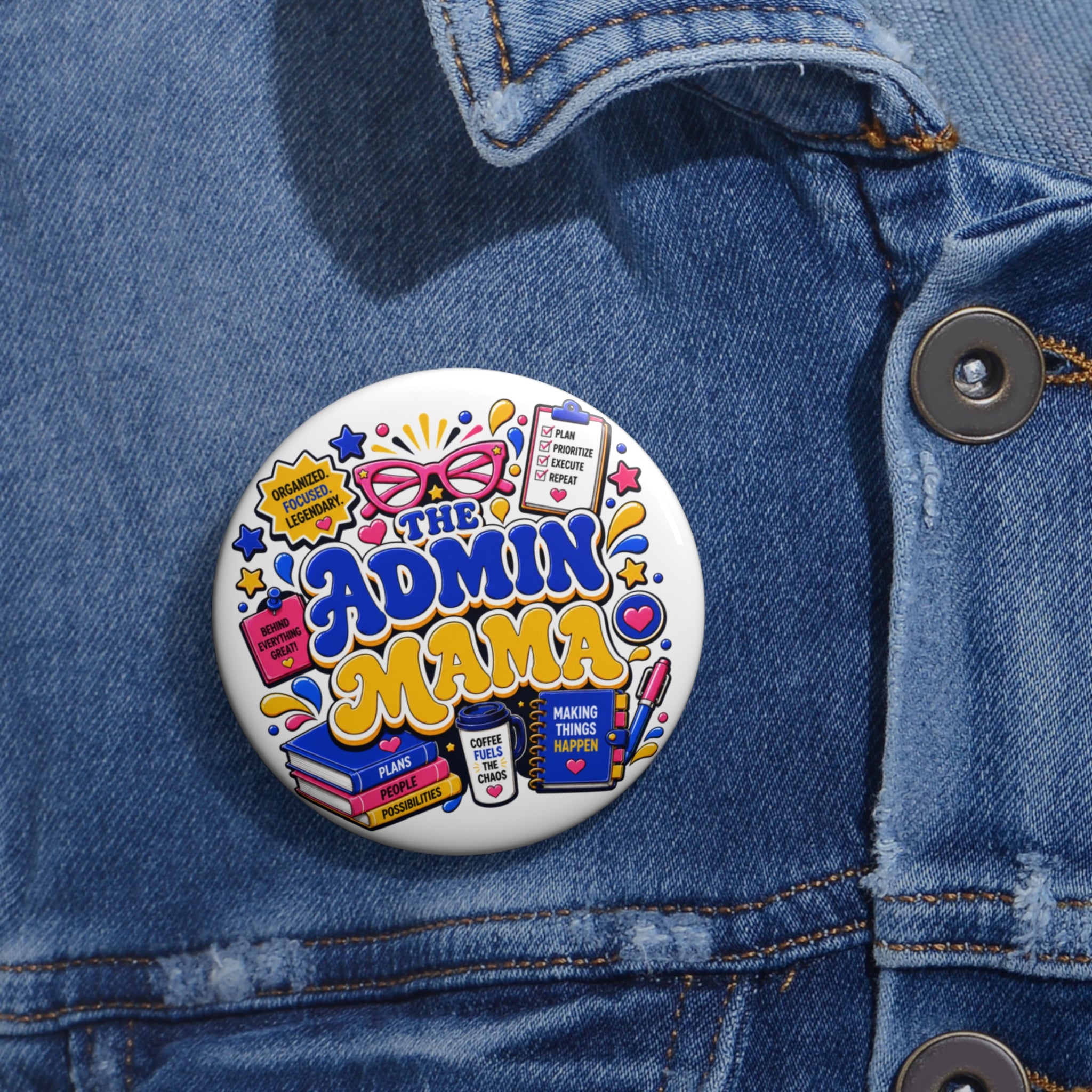"Admin Mama" – Cute Office Mom Badge