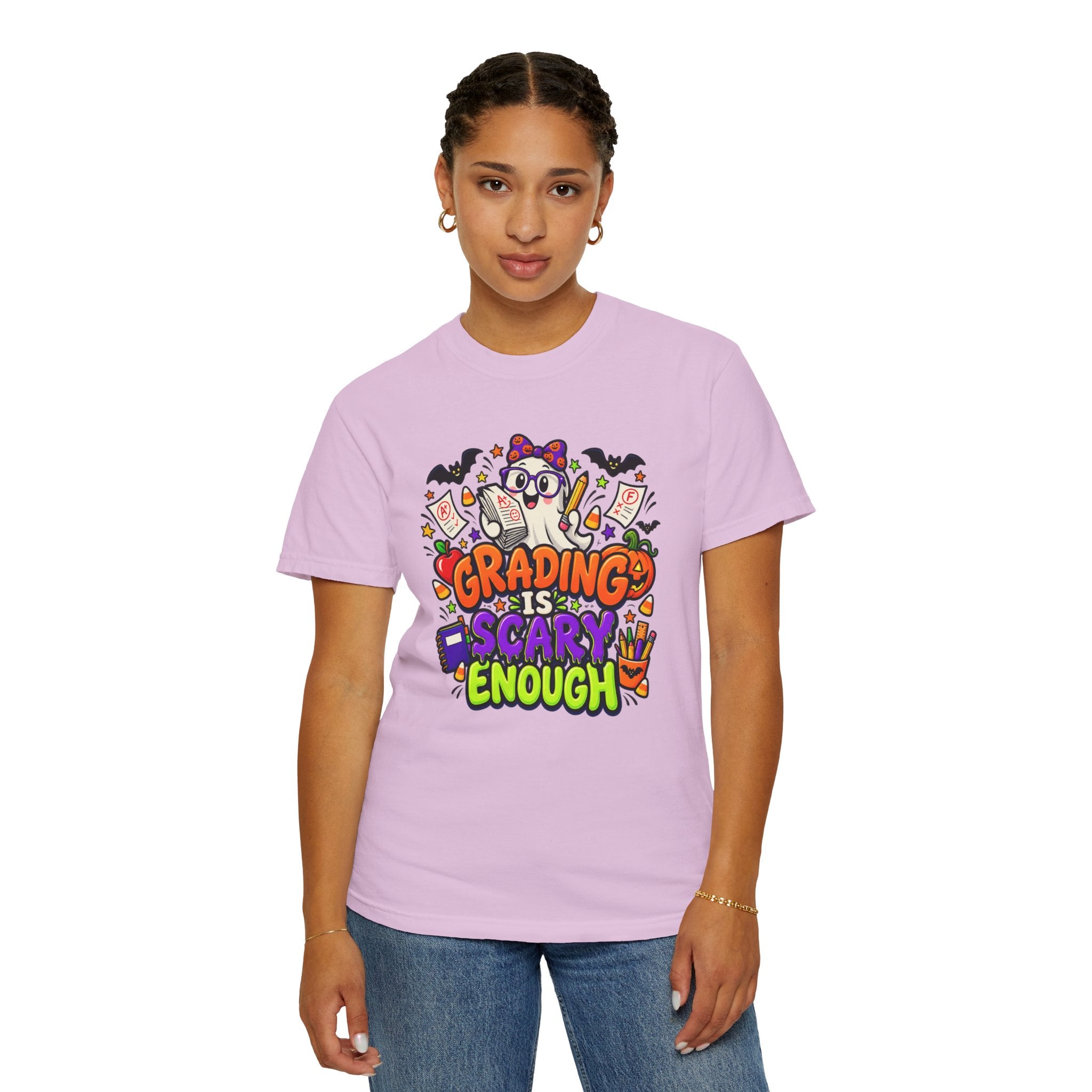 Grading Is Scary Enough T-Shirt — Halloween Teacher Funny Tee