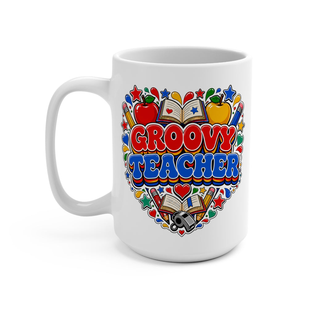 Groovy Teacher Retro Coffee Cup - Colorful School-Themed Teacher Gift | Teacher Appreciation Mug