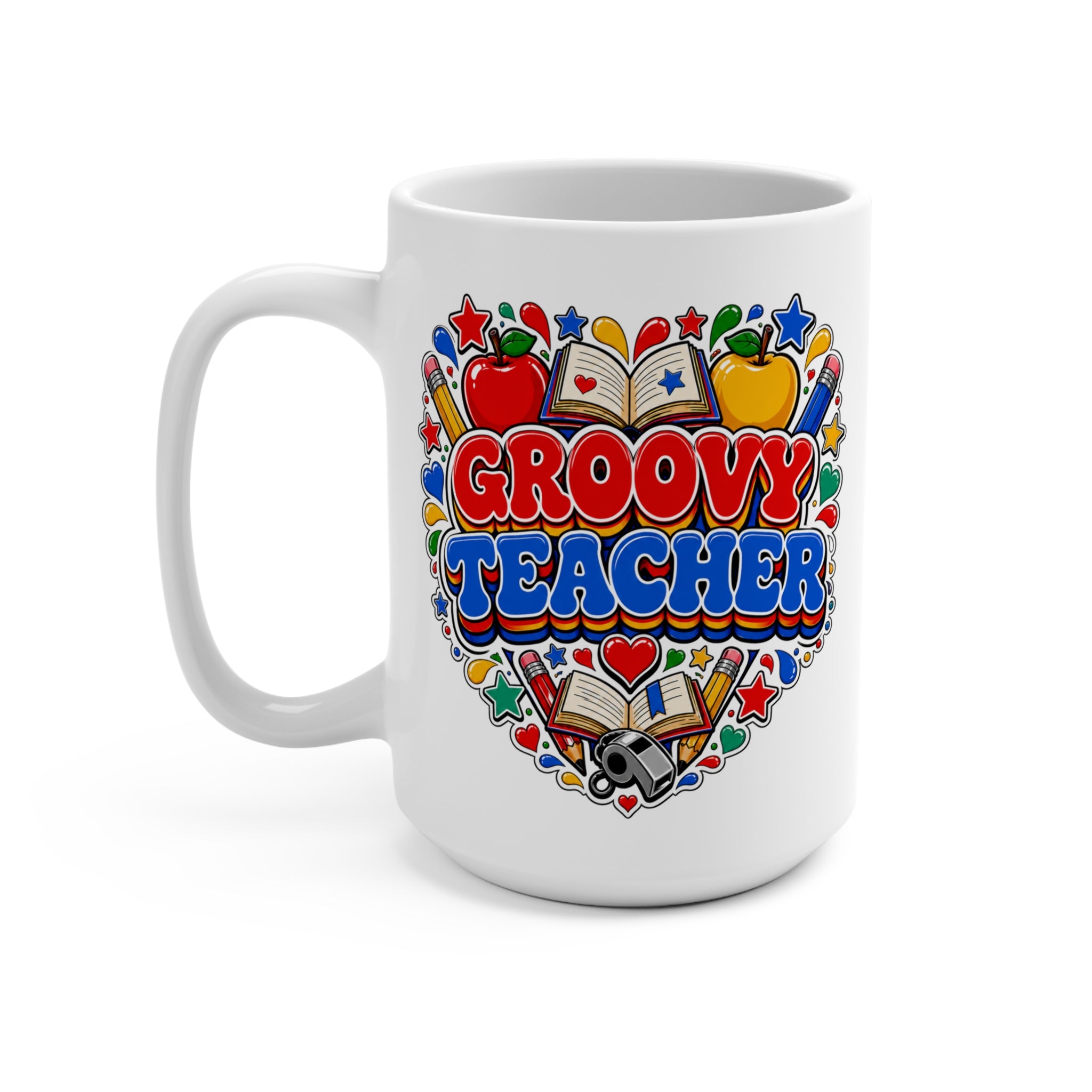 Groovy Teacher Retro Coffee Cup - Colorful School-Themed Teacher Gift | Teacher Appreciation Mug