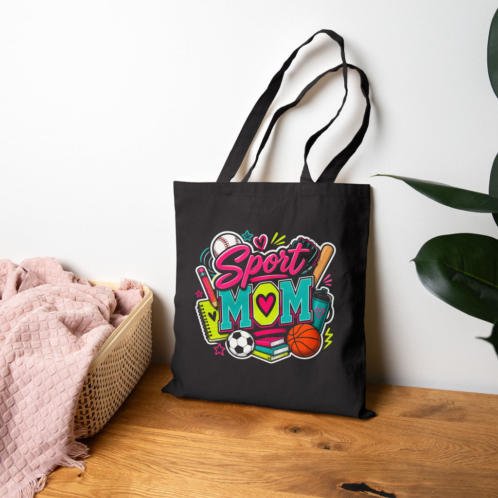 Sport Colorful Athletic Mom Gift for Baseball, Soccer and Basketball - Canvas Tote Bag