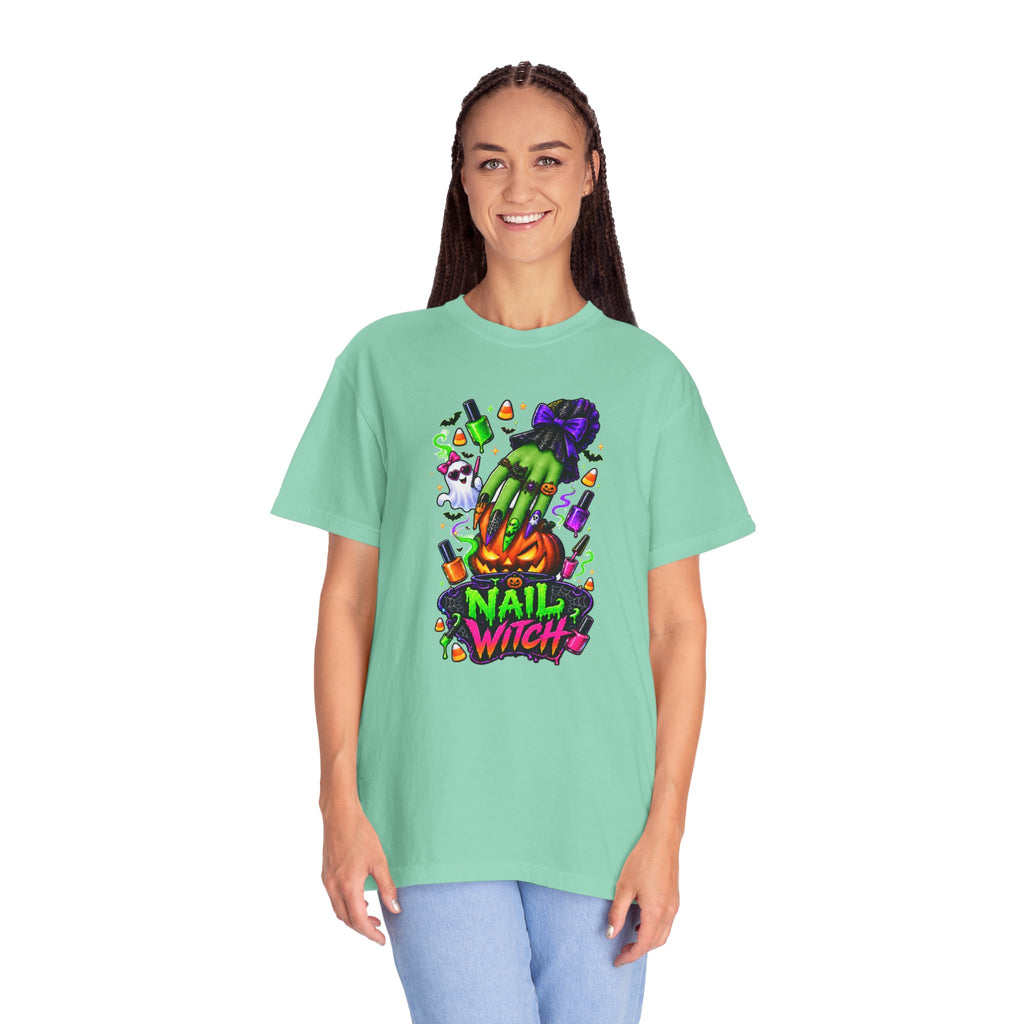 Nail Witch Halloween Tee – Adult Unisex Nail Tech & Beauty Salon Shirt