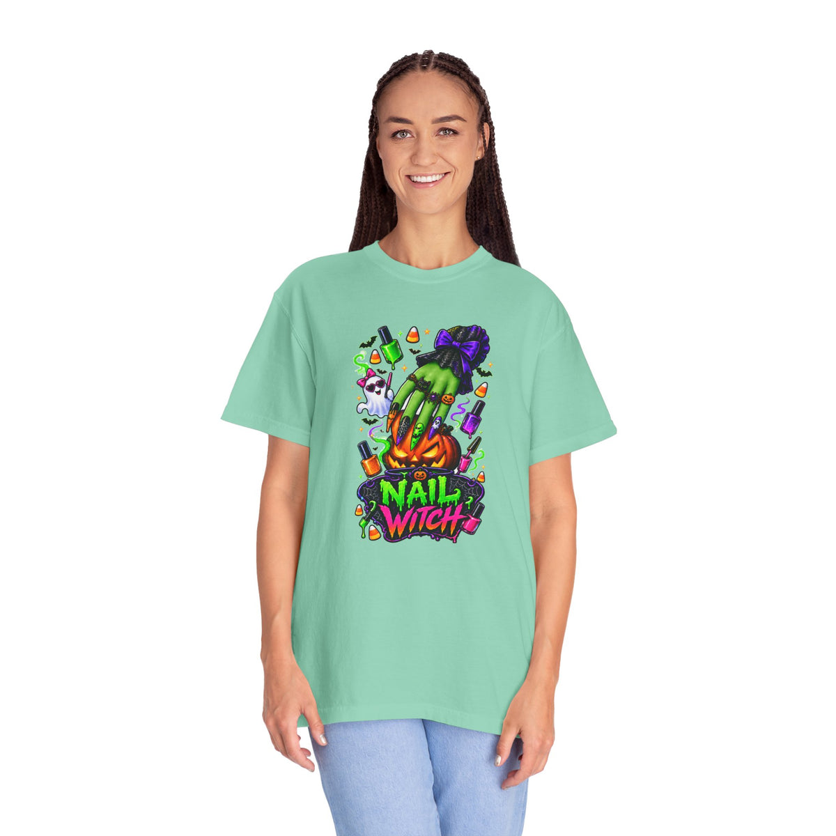 Nail Witch Halloween Tee – Adult Unisex Nail Tech & Beauty Salon Shirt