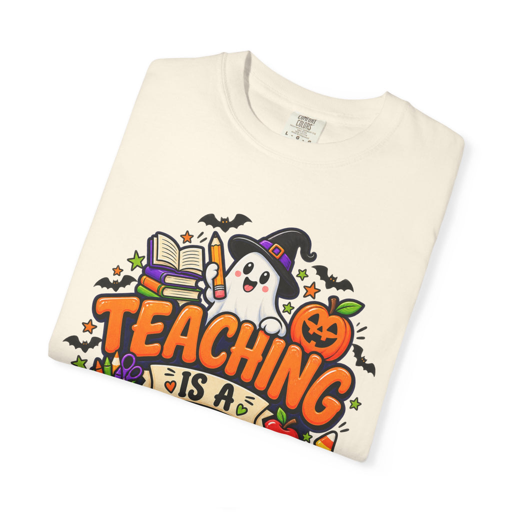 Teaching Is a Treat Halloween T-Shirt — Cute Ghost & Pumpkin Teacher Tee