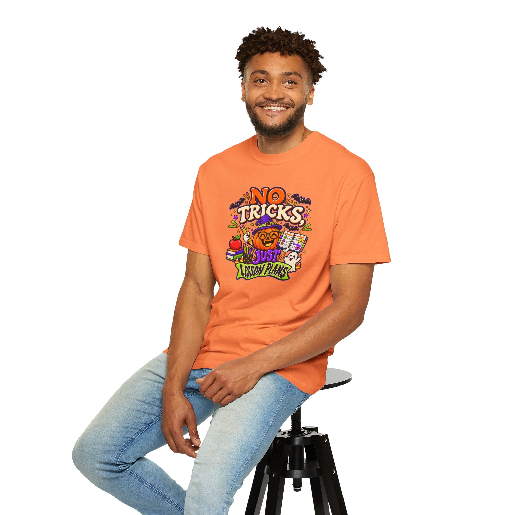 Halloween Teacher T-Shirt - "No Tricks, Just Lesson Plans"