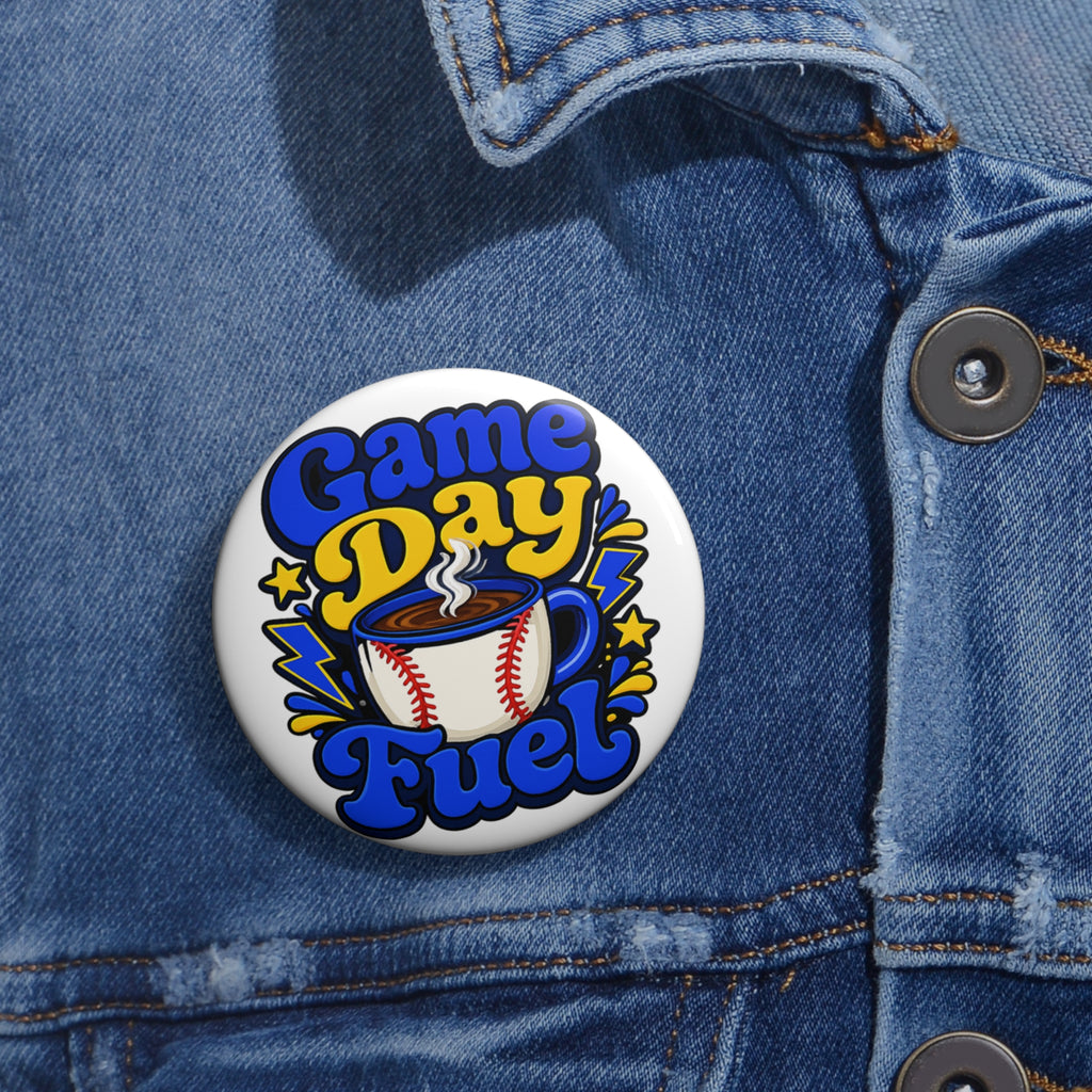 "Game Day Fuel" Coffee and Baseball Fan Button
