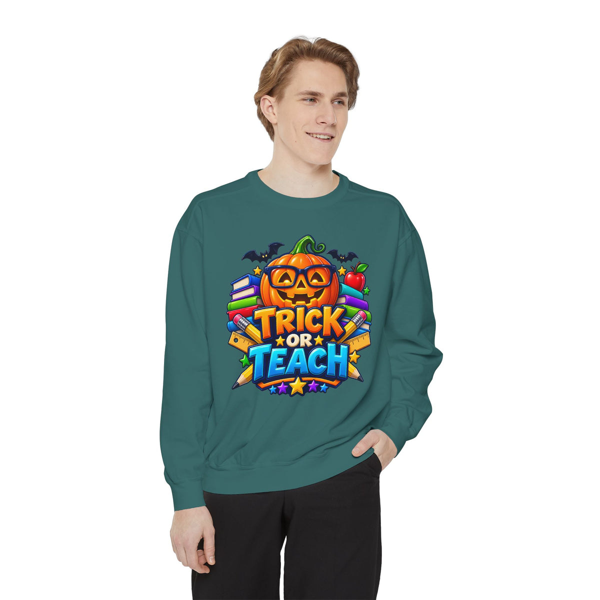 Trick or Teach Halloween Teacher Sweatshirt 🎃📚 | Pumpkin School Crewneck