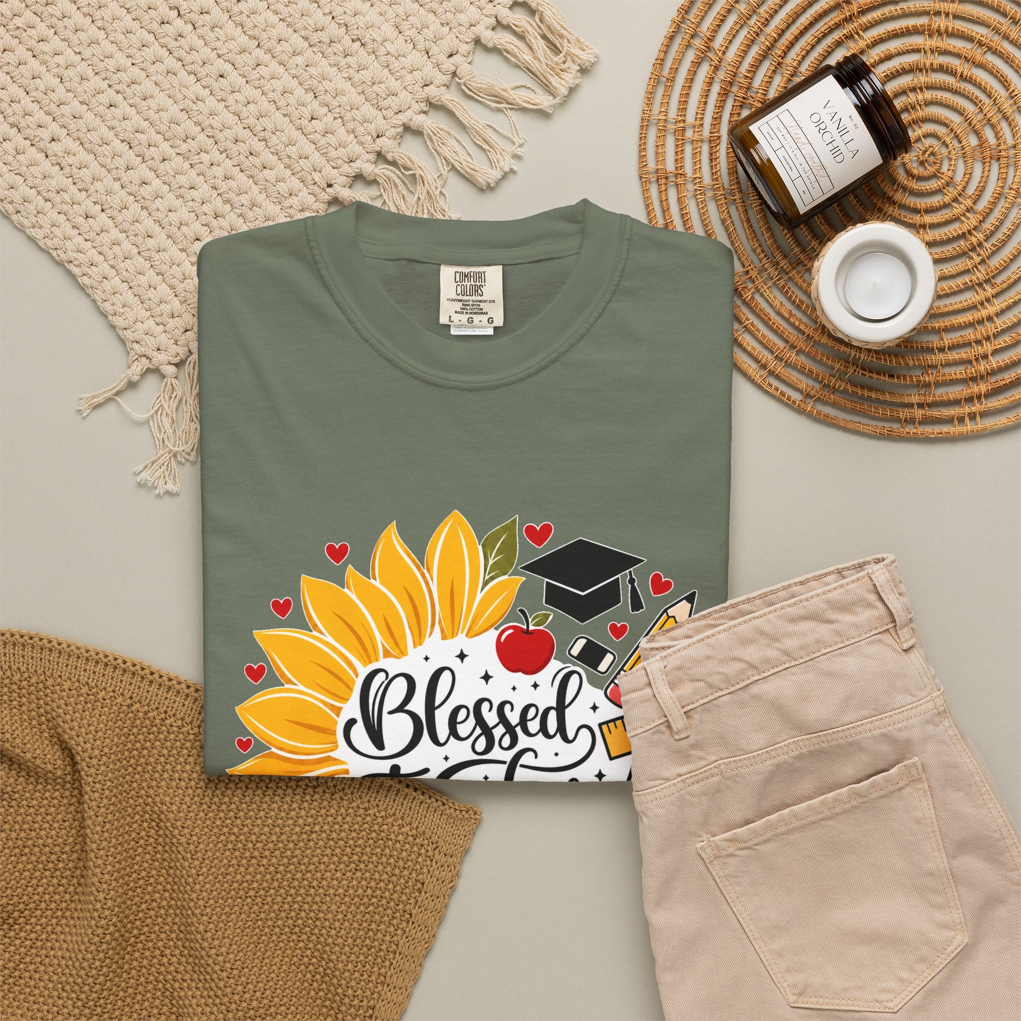 Blessed Teacher Heavyweight Tee 🌻📚✏️