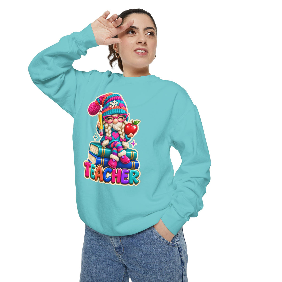 Teacher Gnome Book Lover Holiday Sweatshirt