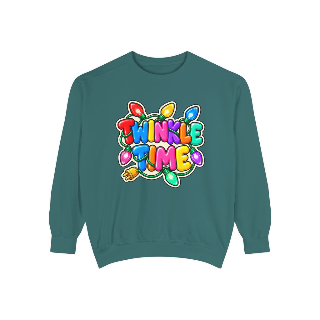 Twinkle Time Christmas - Colorful Holiday Light Graphic  Sweatshirt