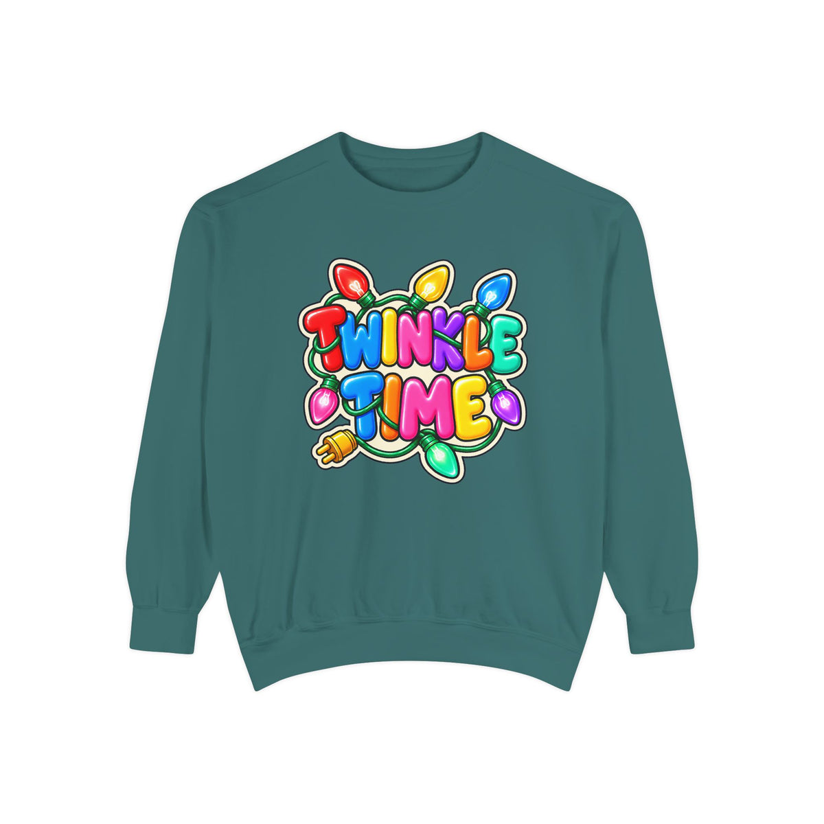 Twinkle Time Christmas - Colorful Holiday Light Graphic  Sweatshirt