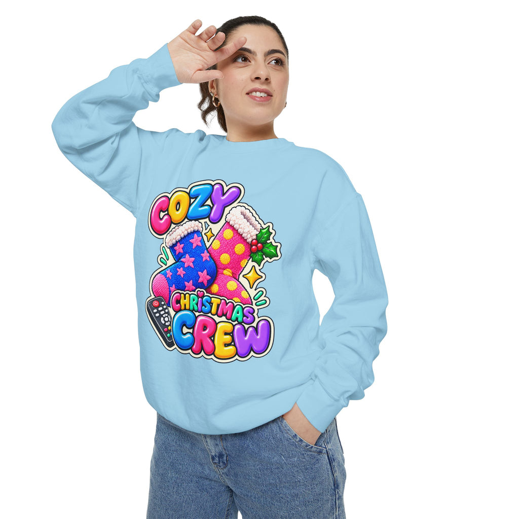 Cozy Christmas Crew Crewneck Sweatshirt 🧦🎄📺