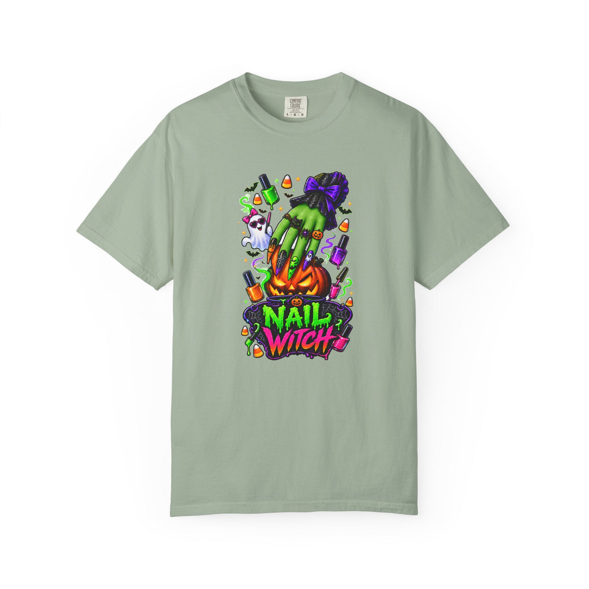 Nail Witch Halloween Tee – Adult Unisex Nail Tech & Beauty Salon Shirt
