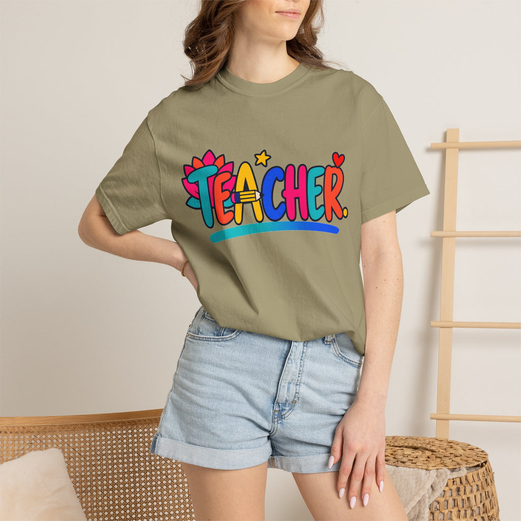 Colorful Teacher Comfort Colors® Heavyweight Tee 🍎✏️