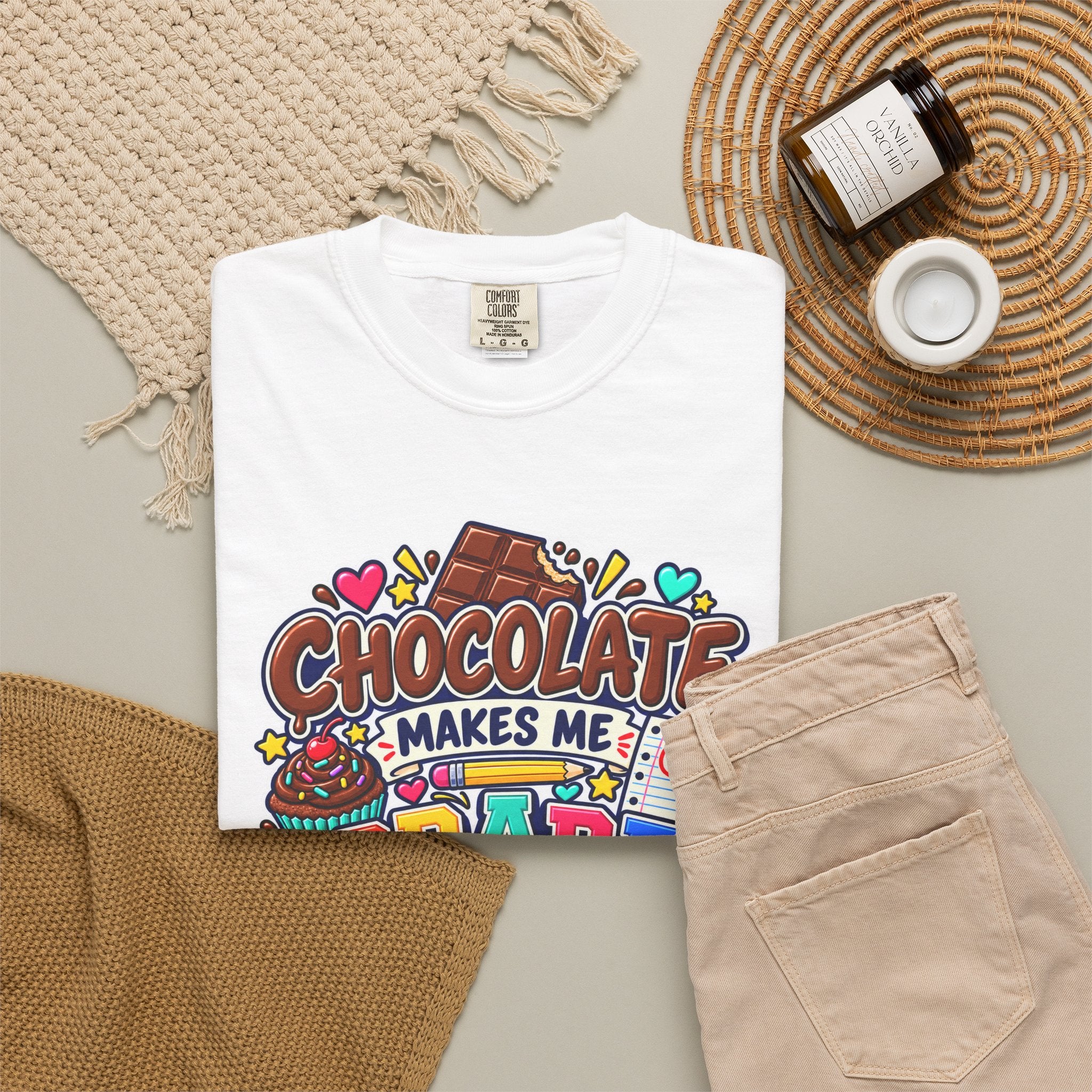 Chocolate Makes Me Grade Better Heavyweight Tee 🍫📚✏️