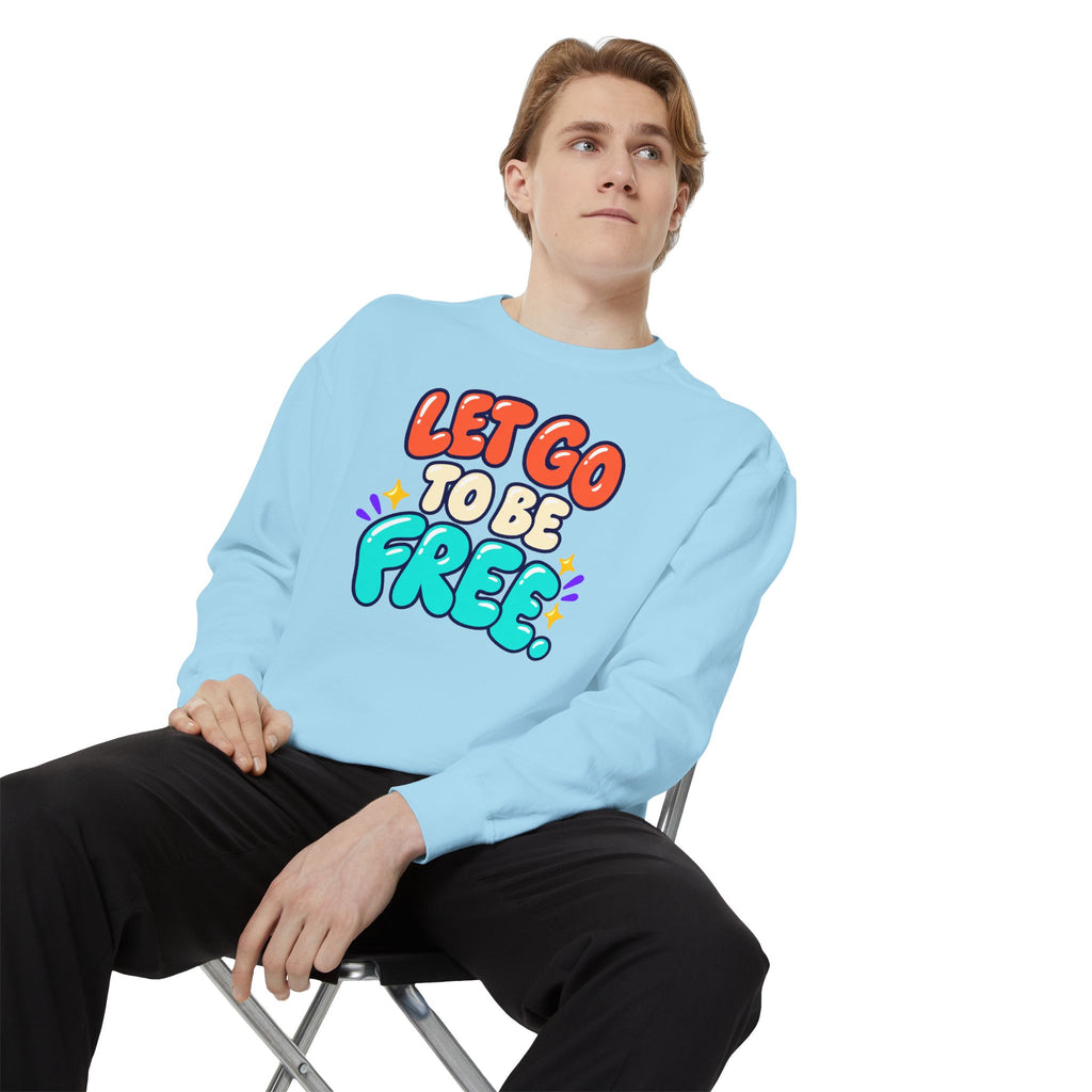 Let Go to Be Free Relaxed-Fit Sweatshirt — Lavender & Gray