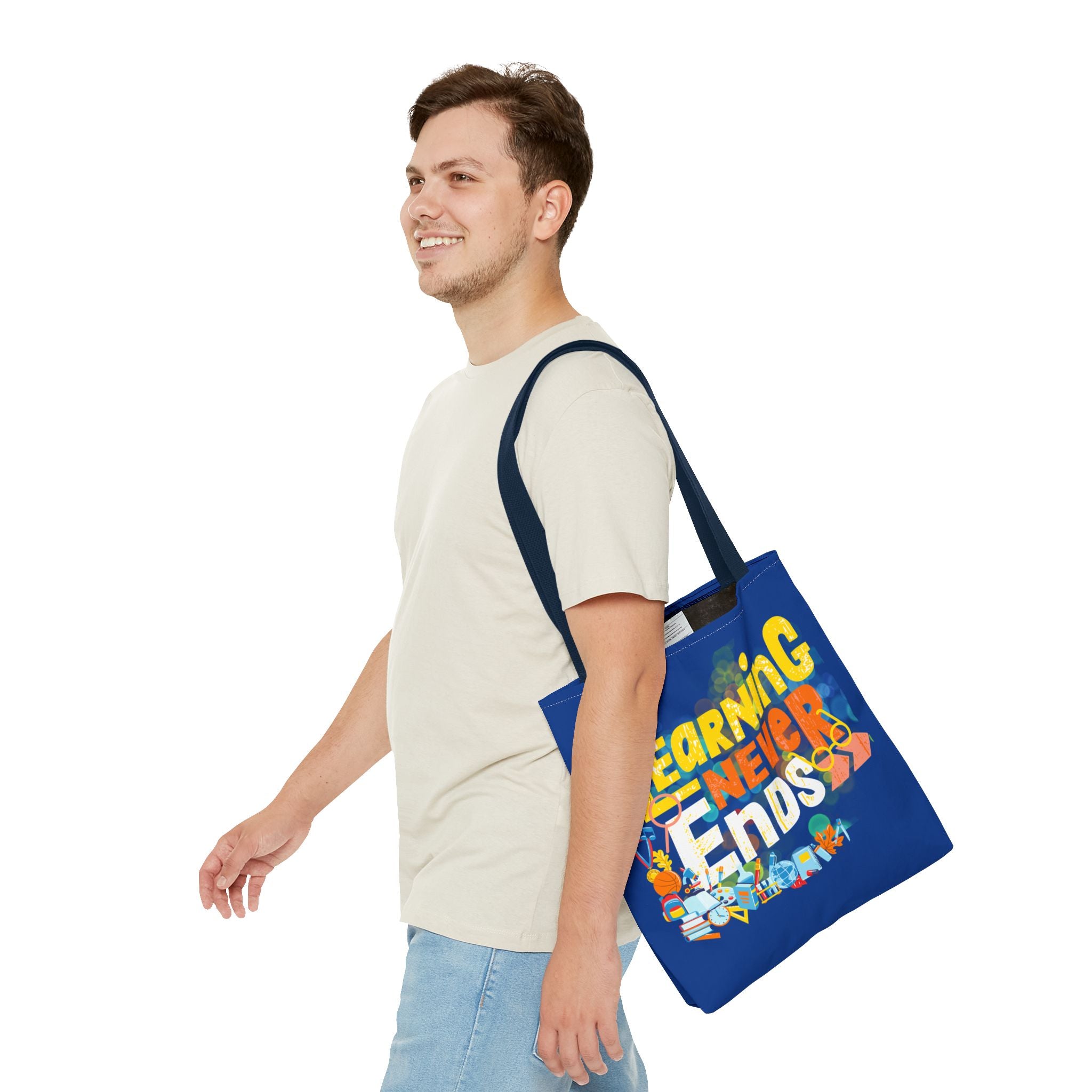 Learning Never Ends - Great Things Await Tote Bag (AOP)