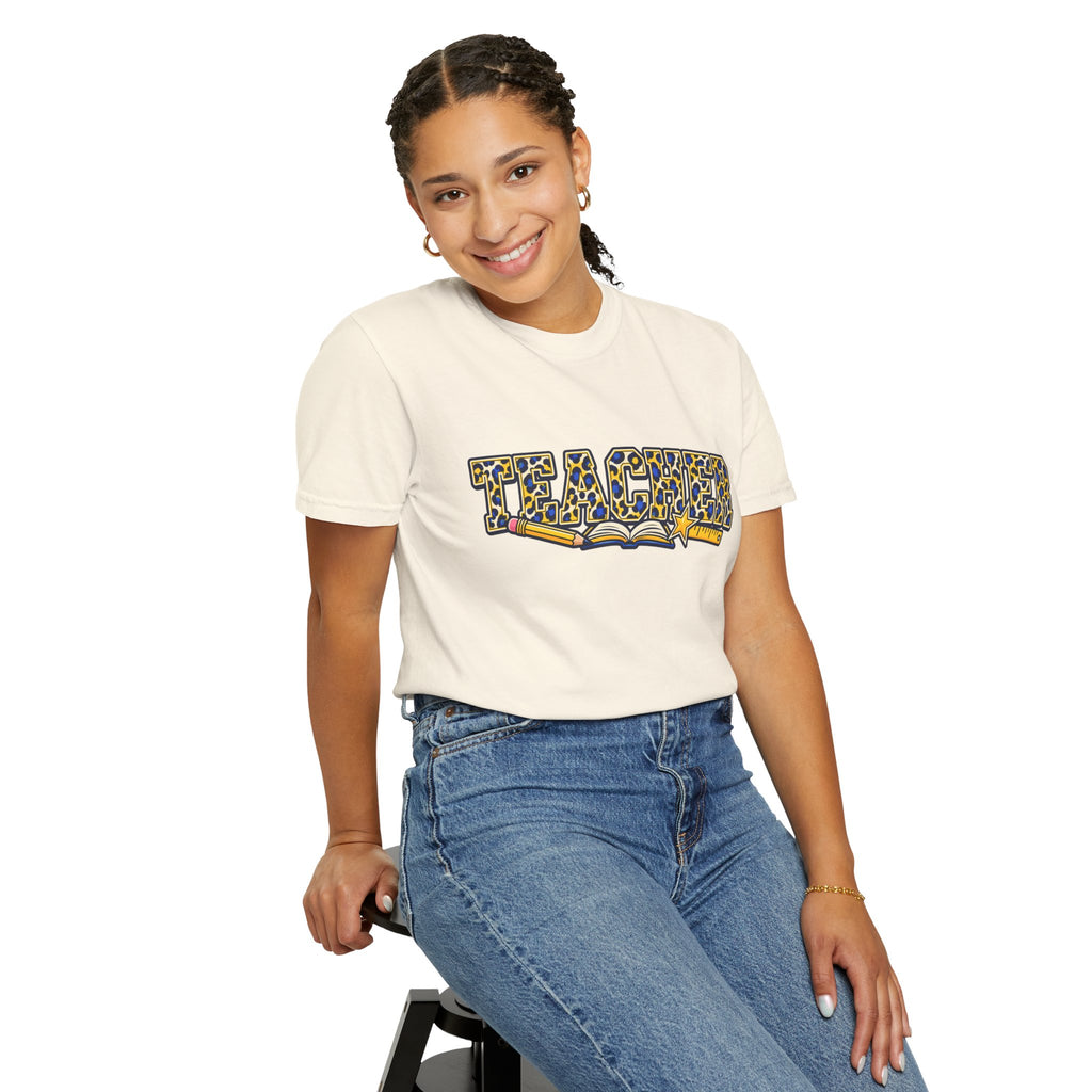 Leopard Print Teacher Comfort Colors® Heavyweight Tee 🍎✏️
