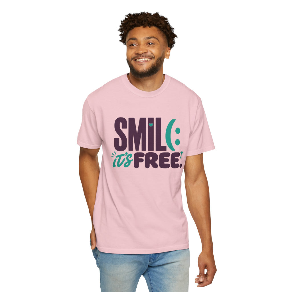 SMIL(: IT’S FREE. Plum & Teal Garment-Dyed Graphic Tee