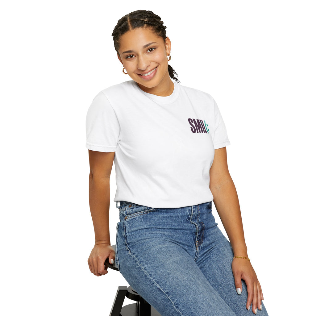 SMIL(: IT’S FREE. Front & Back Garment-Dyed Graphic Tee