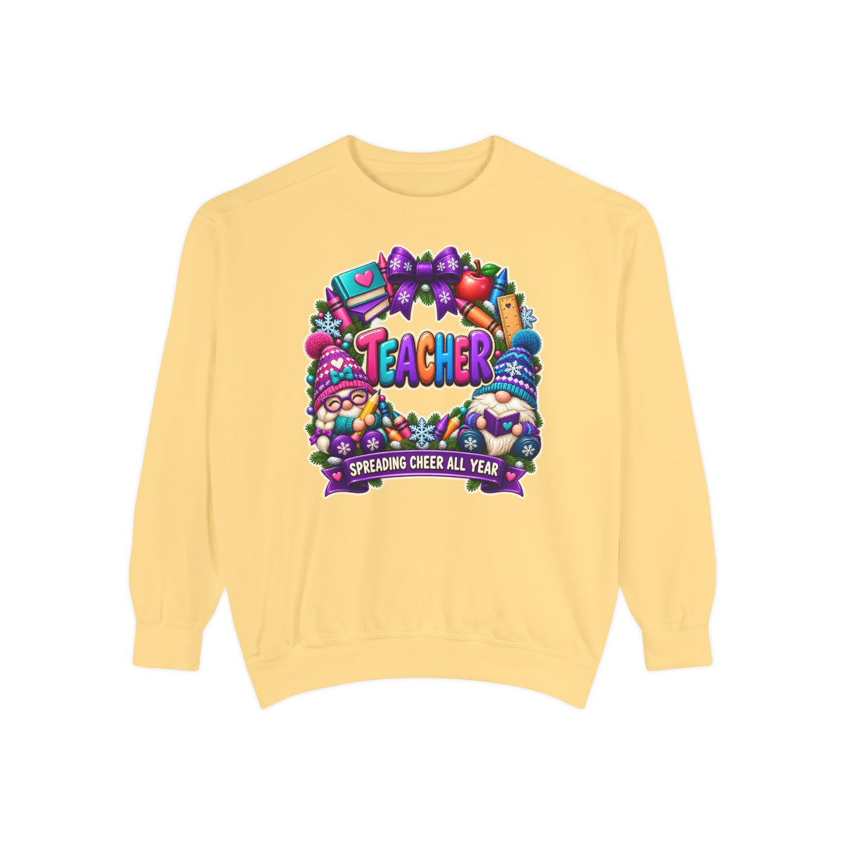 Teacher Spreading Gnomes Cheer All Year Christmas Sweatshirt