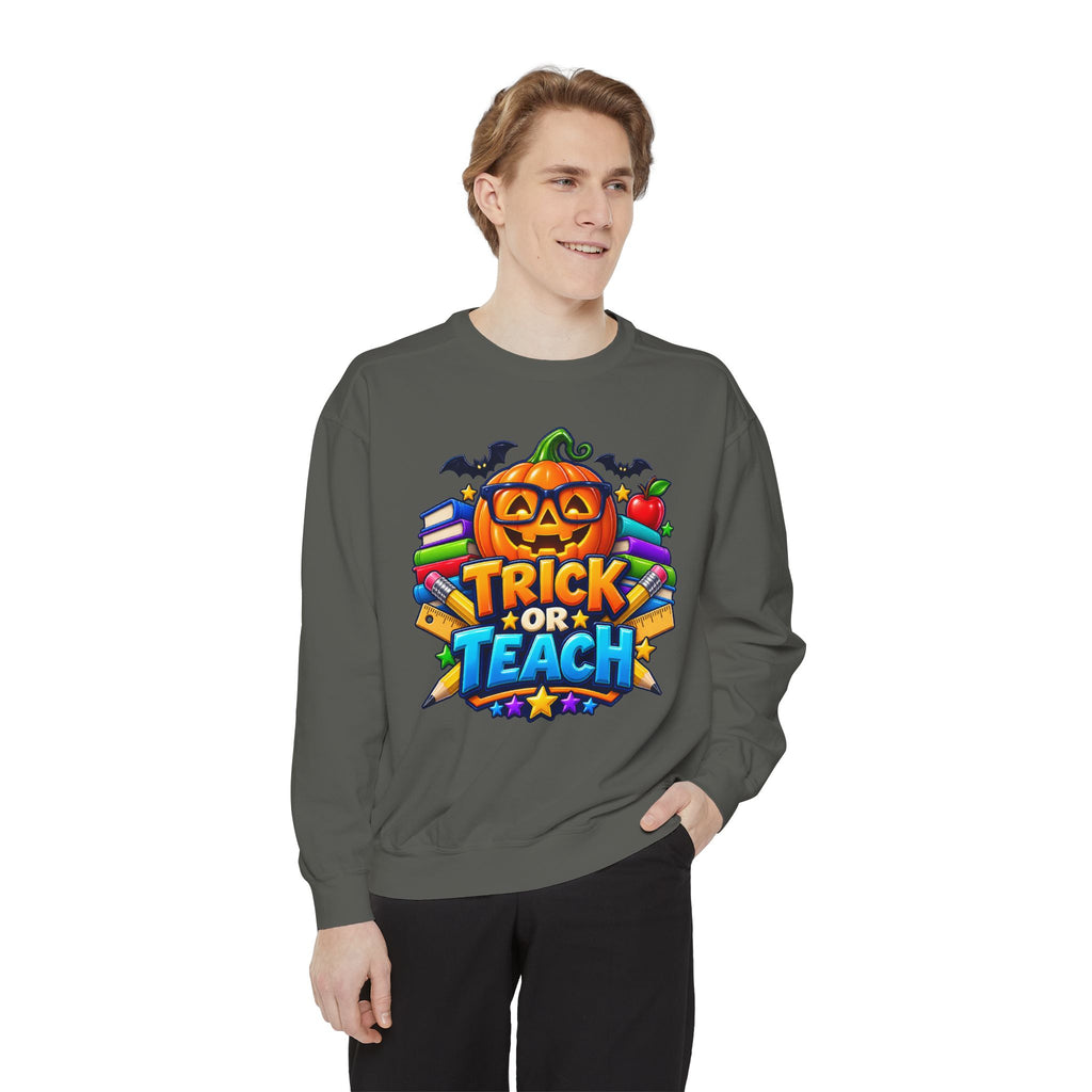 Trick or Teach Halloween Teacher Sweatshirt 🎃📚 | Pumpkin School Crewneck