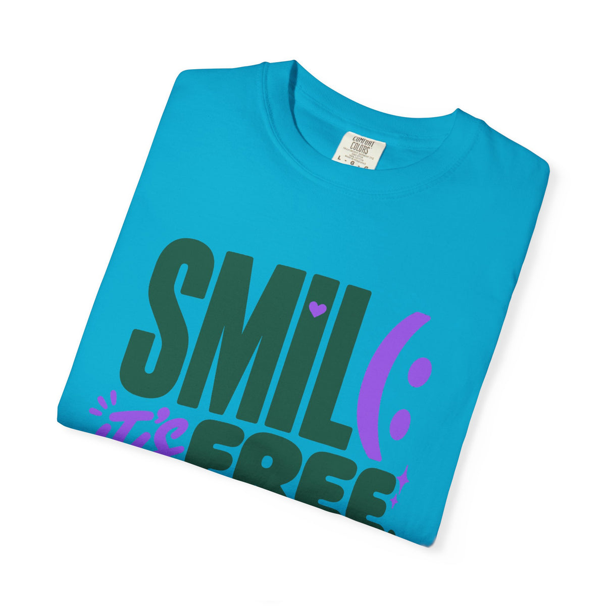 SMIL(: IT’S FREE. Forest Green & Purple Garment-Dyed Graphic Tee