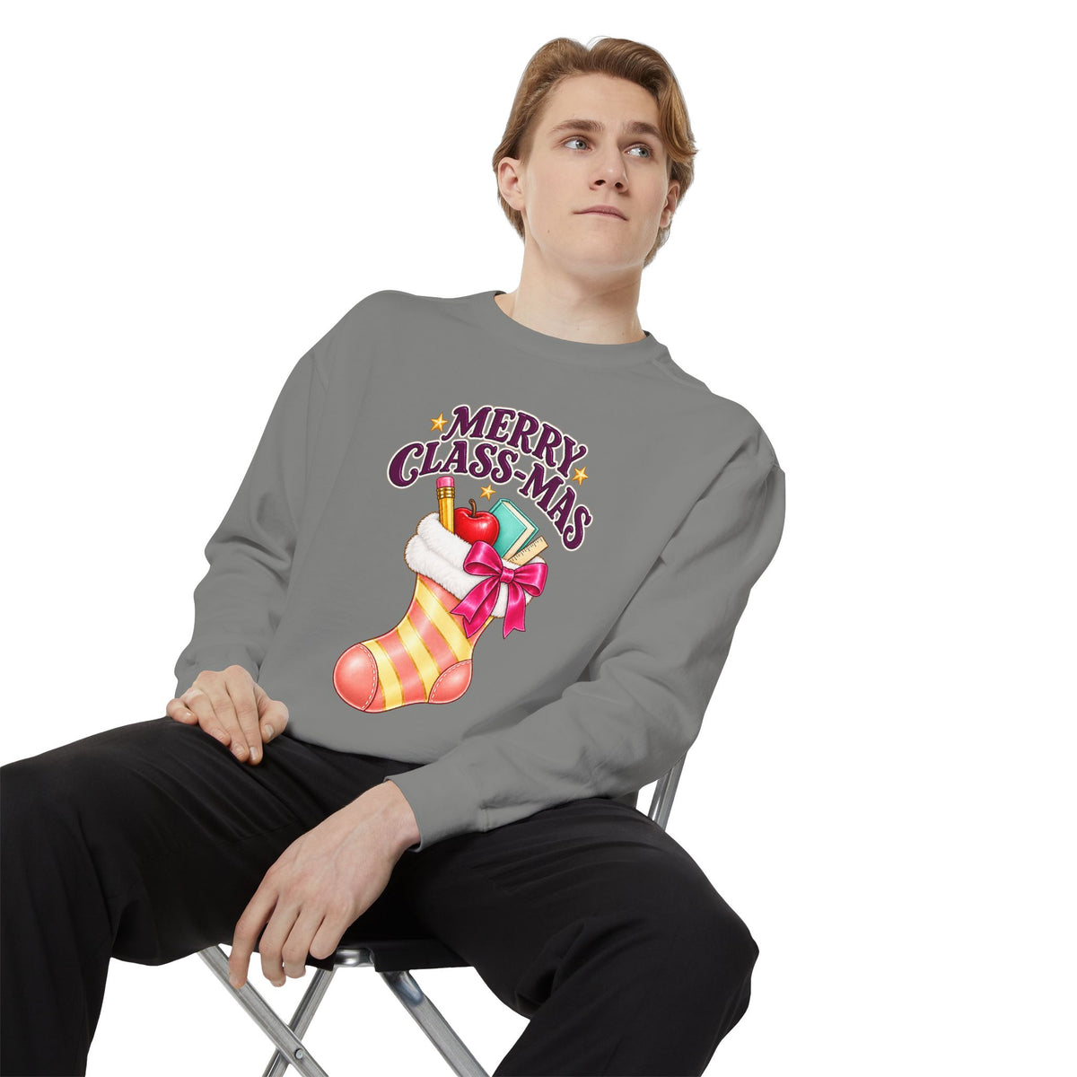 Merry Class-mas Sweatshirt – Cute Christmas Stocking Teacher Holiday Sweater