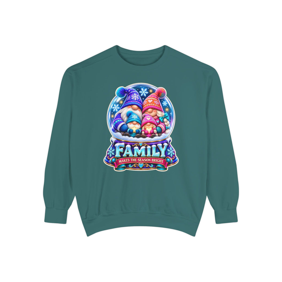 Family Gnome Christmas Sweatshirt "Family Makes the Season Bright"