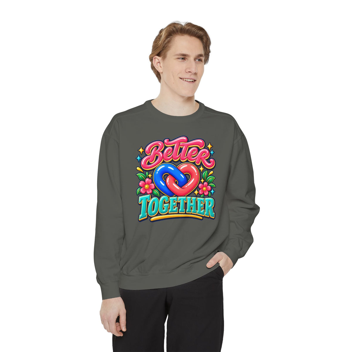 Better Together Heart Sweatshirt — Yellow & Aqua