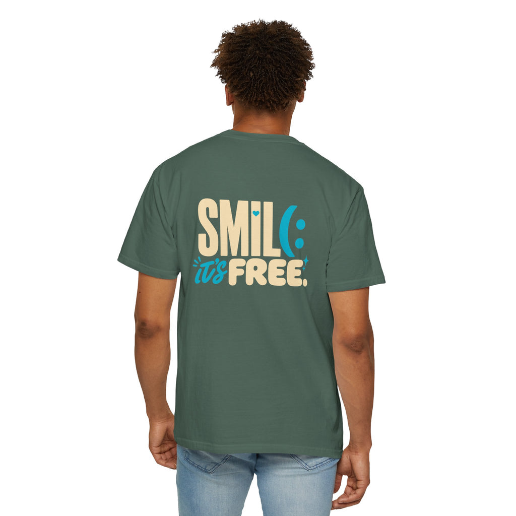 SMIL(: IT’S FREE. Charcoal & Plum Front-and-Back Tee