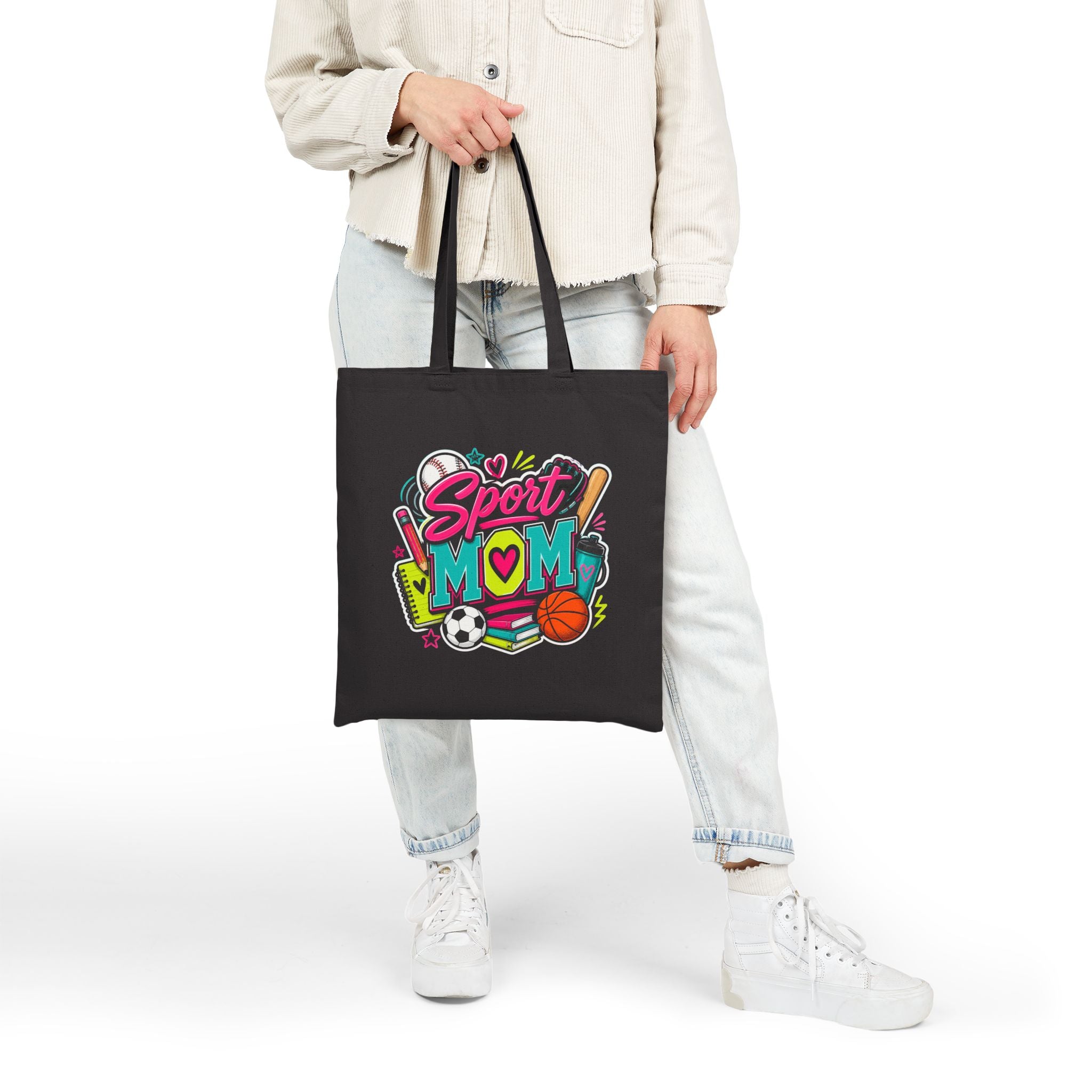 Sport Colorful Athletic Mom Gift for Baseball, Soccer and Basketball - Canvas Tote Bag