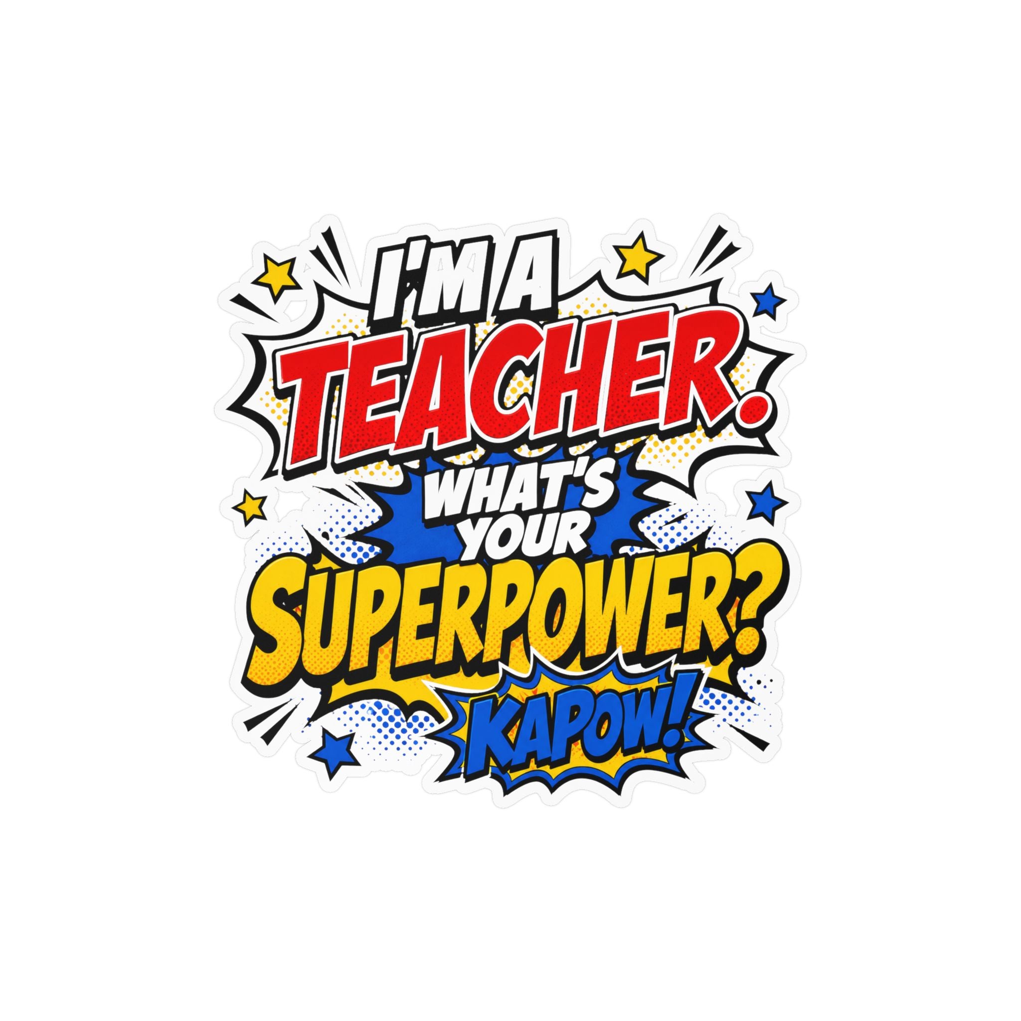 Teacher Superpower Retro Comic Book Die-Cut Decal Vinyl Sticker