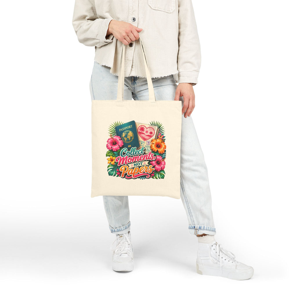 Collect Moments Not Papers - Tropical Travel Canvas Tote