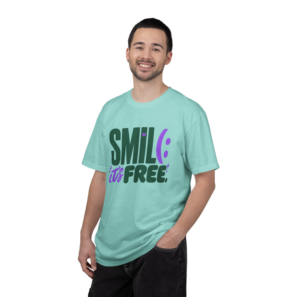 SMIL(: IT’S FREE. Forest Green & Purple Garment-Dyed Graphic Tee