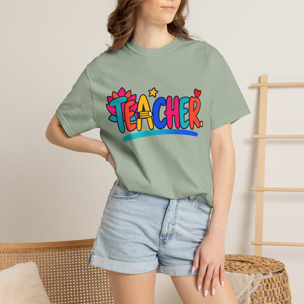 Colorful Teacher Comfort Colors® Heavyweight Tee 🍎✏️