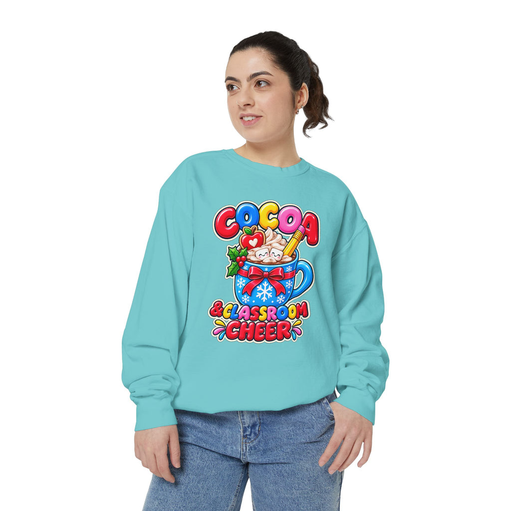 Cocoa and Classroom Cheer Christmas Sweatshirt ☕🍎❄️